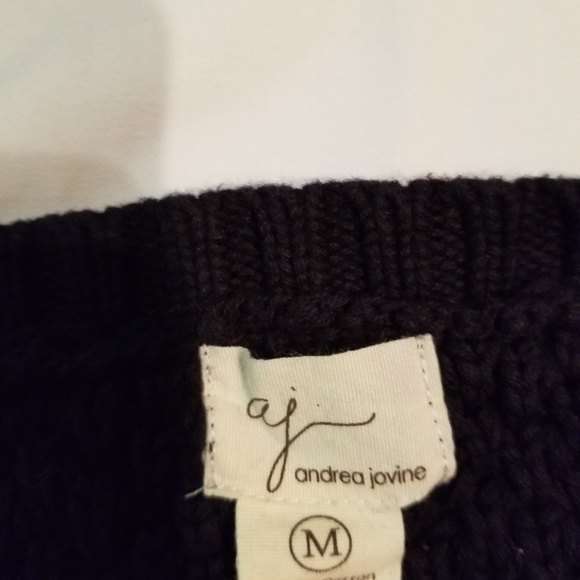 Women's heavy knit sweater navy blue - Picture 4 of 4